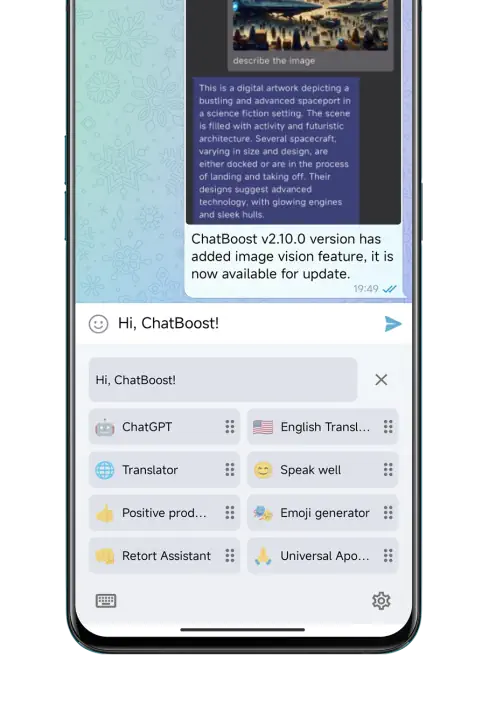 ChatBoost AI Keyboard on a mobile device.